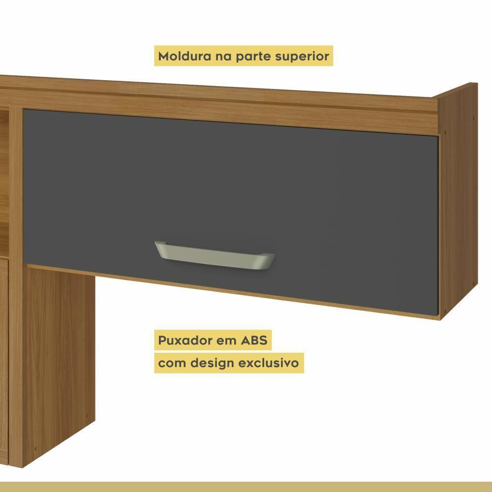 Armário Aéreo 2 Portas 1 Nicho 100% Mdf Princesa Freijó/grafite Nesher Móveis - 6