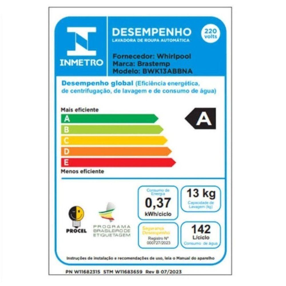 Máquina De Lavar 13kg Advanced Bwk13abbna Brastemp Branco 220V - 9