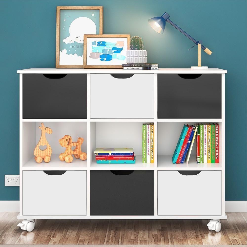 Nicho Organizador Com Rodízios Branco (1478.5) + Kit 3 Gavetas Brancas (1479.5) + Kit 3 Gavetas Pretas (1479.37) - 1