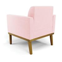 Sofá Namoradeira Com Poltrona Base De Madeira Fixa Castanho Marisa Suede D03 - D?rossi Cor Rosa Bebê - 2