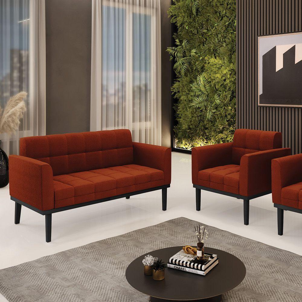 Namoradeira E Poltrona Base Madeira Fixa Pto Elisa Bouclê D03 - D?rossi Cor Terra - 6