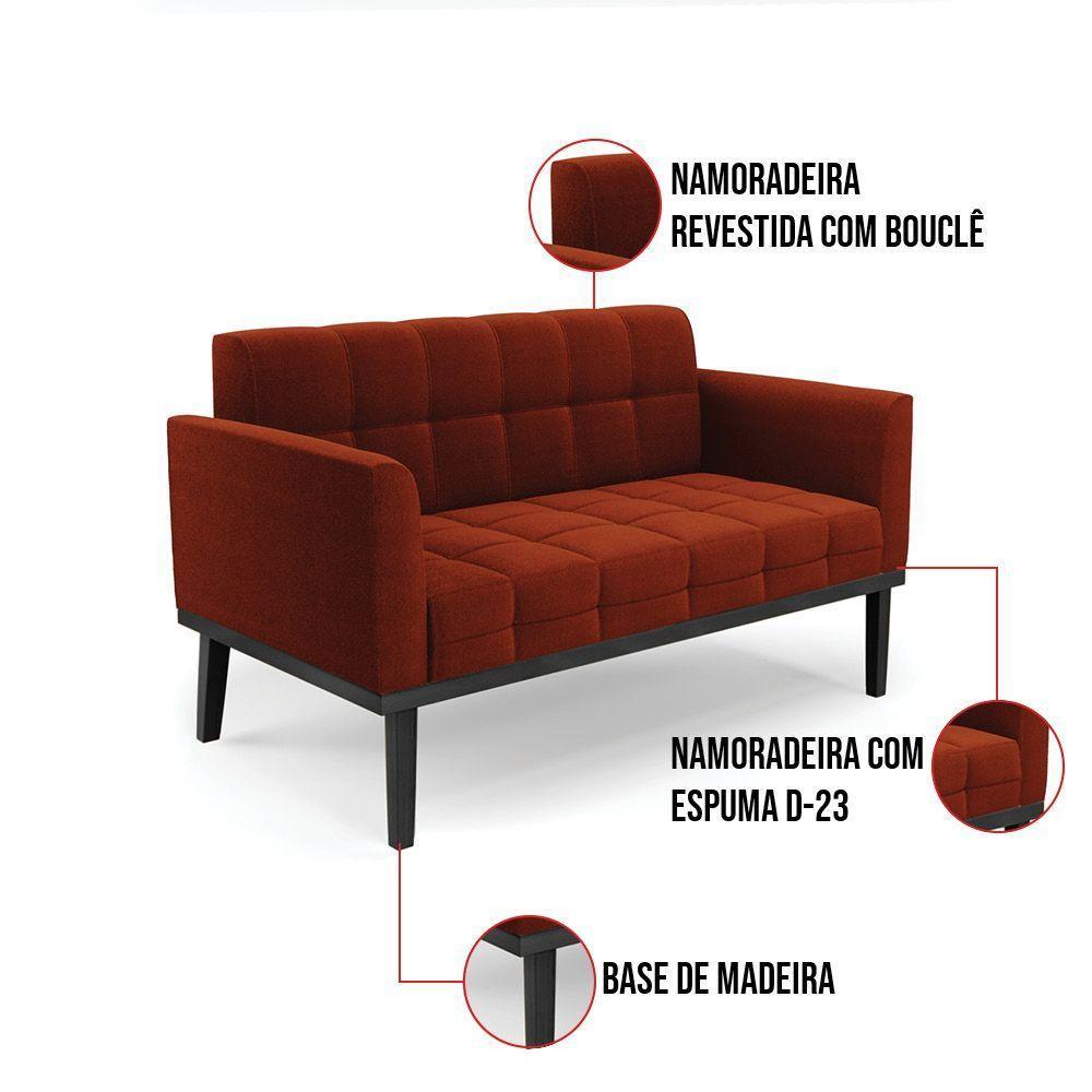 Namoradeira E Poltrona Base Madeira Fixa Pto Elisa Bouclê D03 - D?rossi Cor Terra - 9