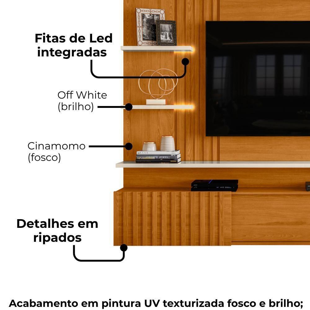 Painel Suspenso Tv 65 Pol 3p 200 Cm Atena Madetec Cinamomo Off White - 5