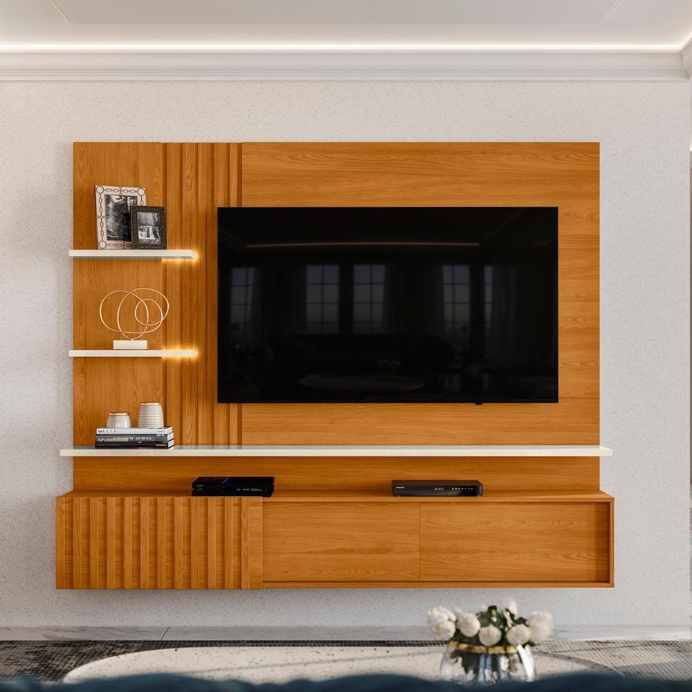 Painel Suspenso Tv 65 Pol 3p 200 Cm Atena Madetec Cinamomo Off White - 6