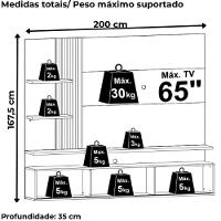 Painel Suspenso Tv 65 Pol 3p 200 Cm Atena Madetec Cinamomo Off White - 3