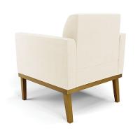 Sofá Namoradeira Com Poltrona Base De Madeira Fixa Castanho Marisa Veludo D03 - D?rossi Cor Bege - 3