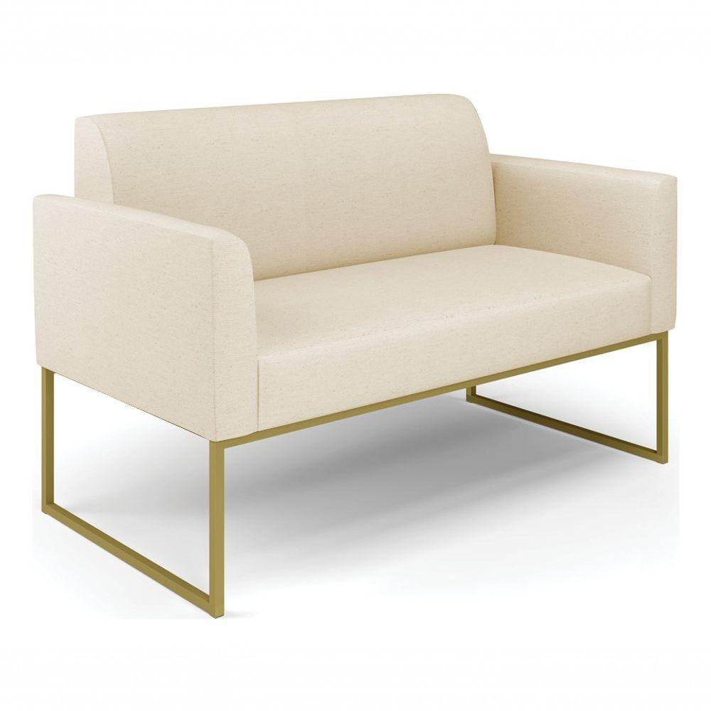 Sofá Namoradeira Base Industrial Dourado Marisa Linho D03 - D?rossi Cor A19 Grosso Bege - 1