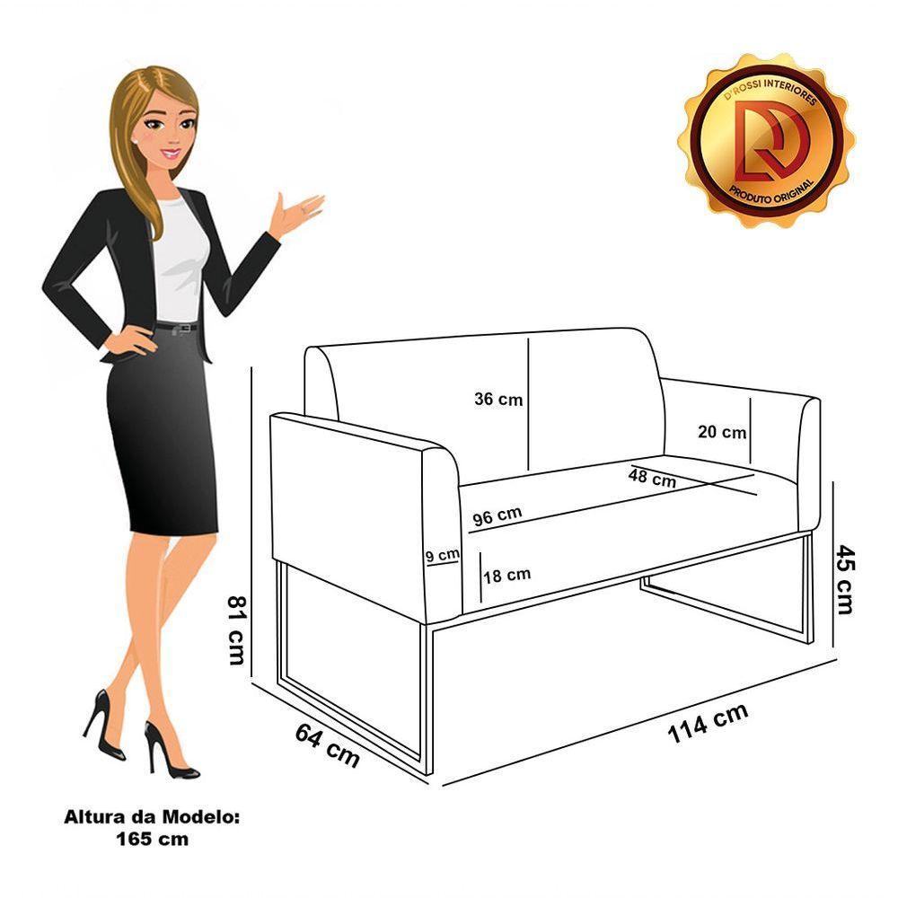 Sofá Namoradeira Base Industrial Dourado Marisa Linho D03 - D?rossi Cor A19 Grosso Bege - 6