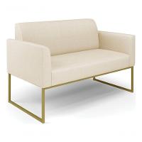 Sofá Namoradeira Base Industrial Dourado Marisa Linho D03 - D?rossi Cor A19 Grosso Bege - 1