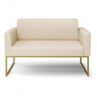 Sofá Namoradeira Base Industrial Dourado Marisa Linho D03 - D?rossi Cor A19 Grosso Bege - 2