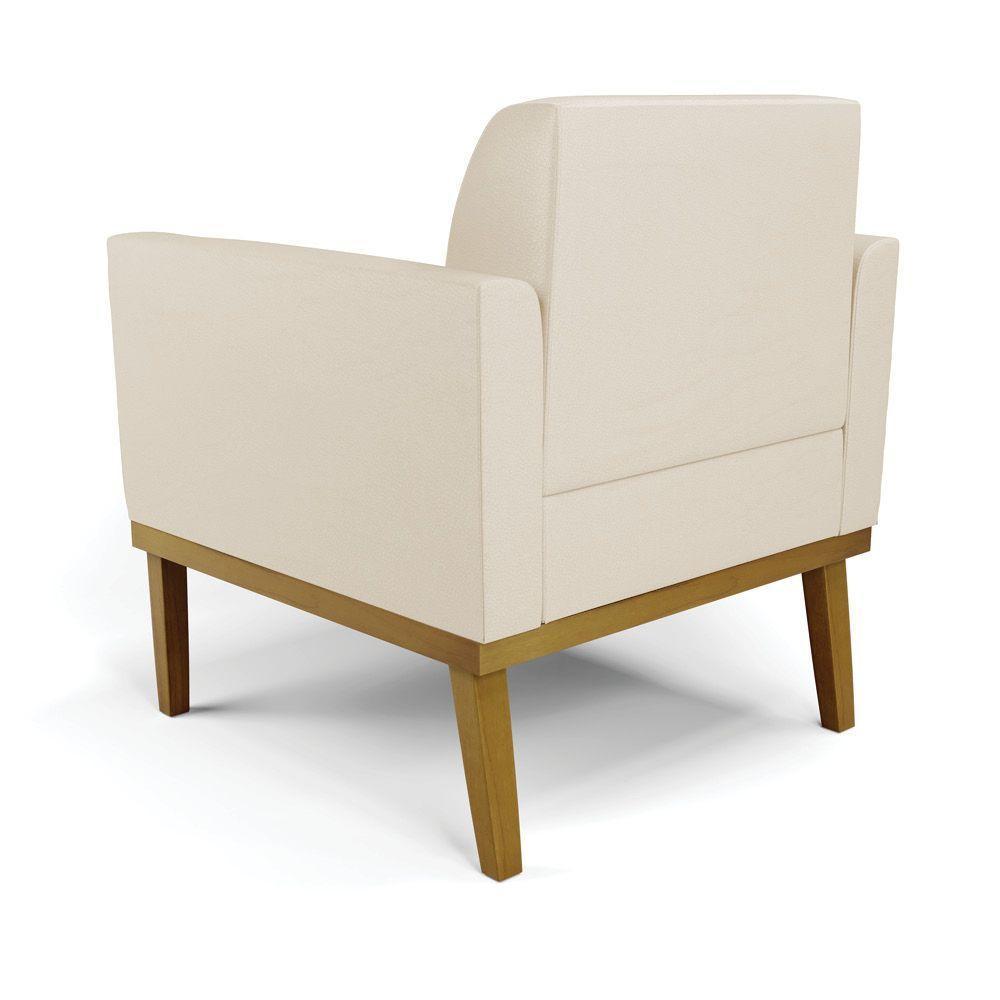 Sofá Namoradeira Com Poltrona Base De Madeira Fixa Castanho Marisa Corino Bege D03 - D?rossi - 7