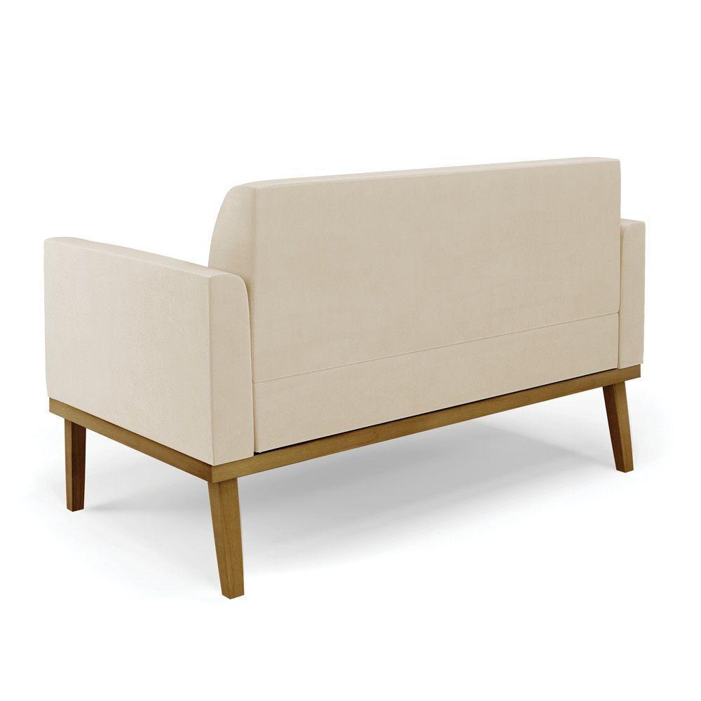 Sofá Namoradeira Base De Madeira Fixa Castanho Marisa Suede D03 - D?rossi Cor Bege - 3