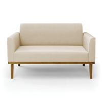 Sofá Namoradeira Base De Madeira Fixa Castanho Marisa Suede D03 - D?rossi Cor Bege