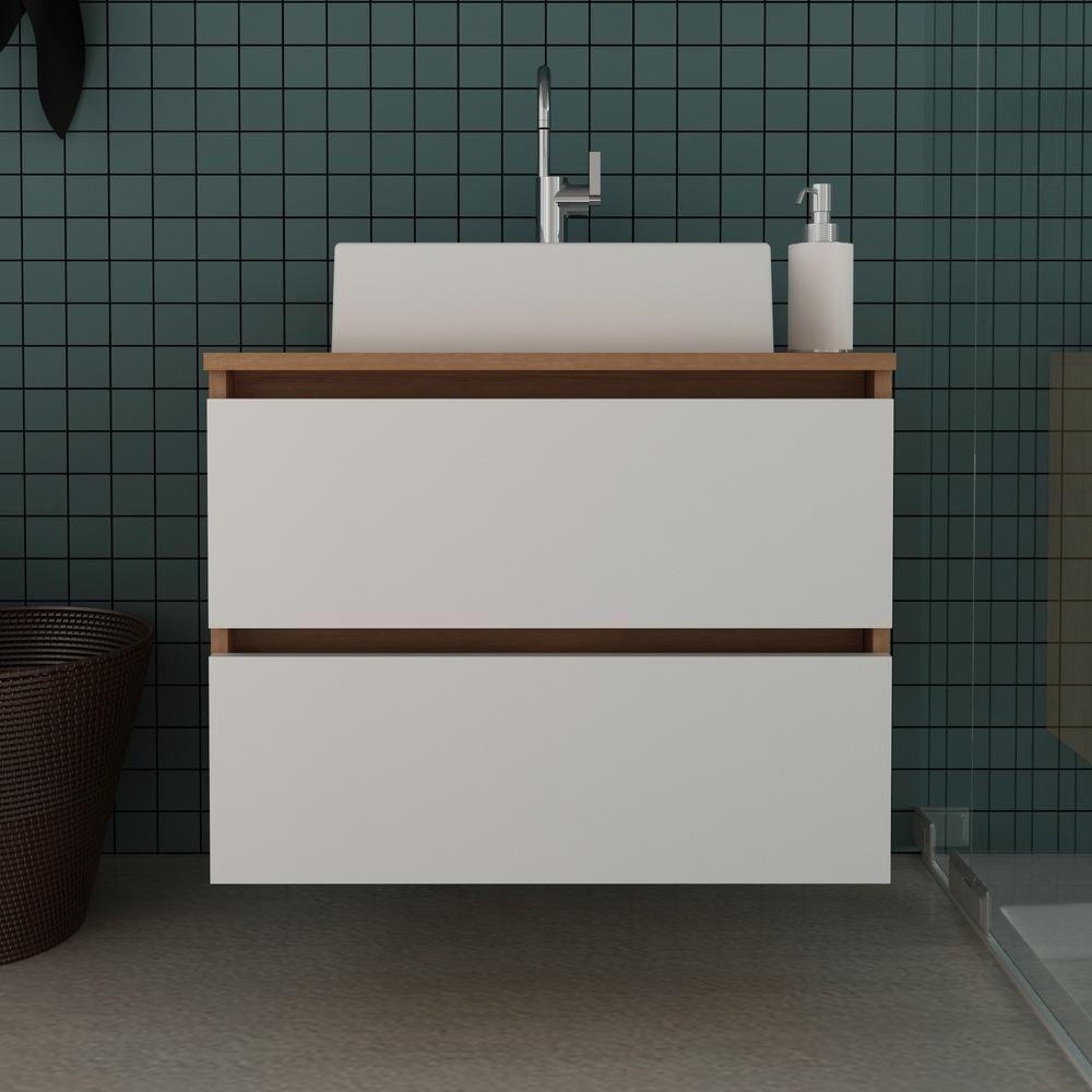 Gabinete Banheiro 2 Gavetas 60Cm Suspenso Multimóveis Vcr10087 Amêndoa/Branco Amêndoa/Branco - 3