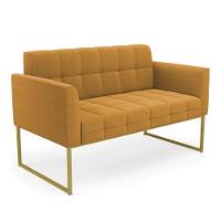 Namoradeira E 2 Poltronas Industrial Dourado Elisa Bouclê D03 - D?rossi Cor Mostarda - 3