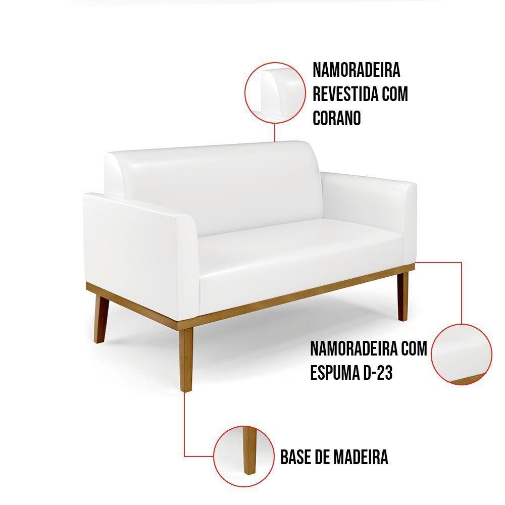 Sofá Namoradeira Com 2 Poltronas Base De Madeira Fixa Castanho Marisa Corano Branco D03 - D?rossi - 8
