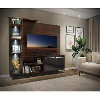 Estante Tv 55" Com 3 Leds E 2 Portas Dallas Multimóveis V3399 Madeirada/Preta Madeirado/Preto - 2