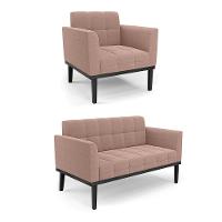 Namoradeira E Poltrona Base Madeira Fixa Pto Elisa Bouclê D03 - D?rossi Cor Rose - 1