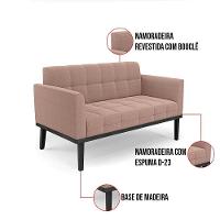 Namoradeira E Poltrona Base Madeira Fixa Pto Elisa Bouclê D03 - D?rossi Cor Rose - 6