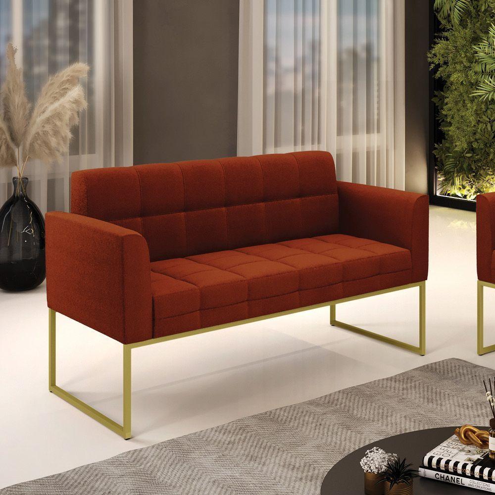 Namoradeira E Poltrona Industrial Dourado Elisa Bouclê D03 - D?rossi Cor Terra - 4