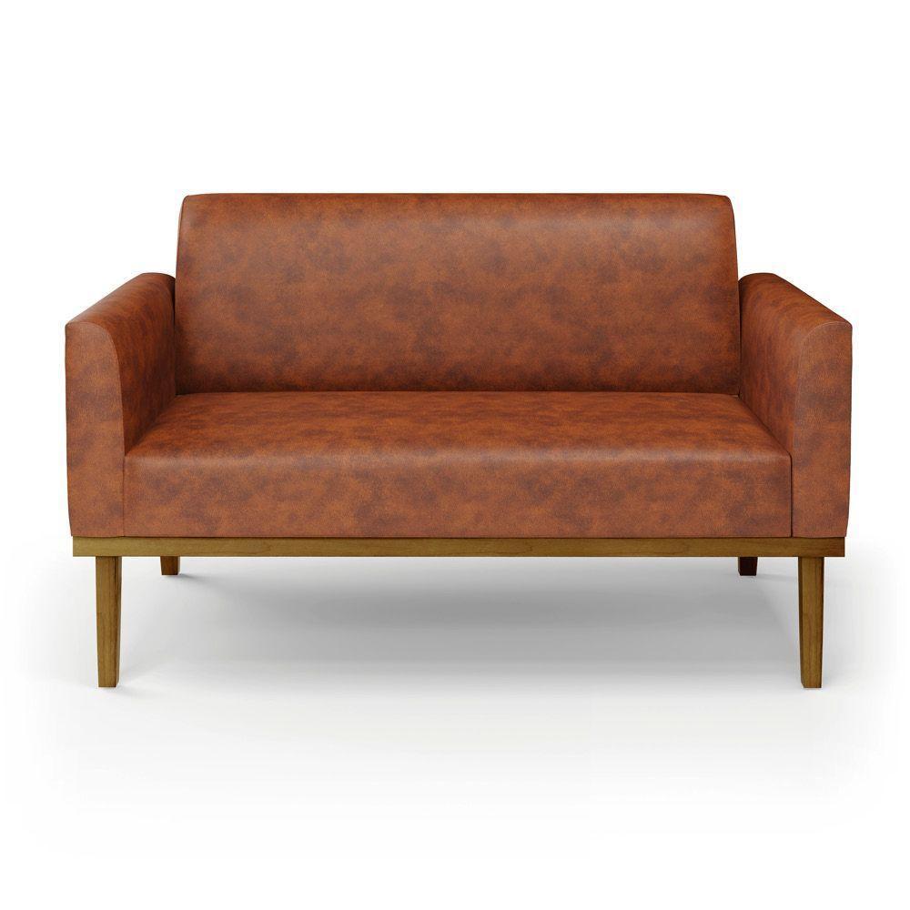 Sofá Namoradeira Base De Madeira Fixa Castanho Marisa Corano Nozes D03 - D?rossi - 3