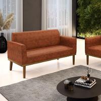 Sofá Namoradeira Base De Madeira Fixa Castanho Marisa Corano Nozes D03 - D?rossi - 5