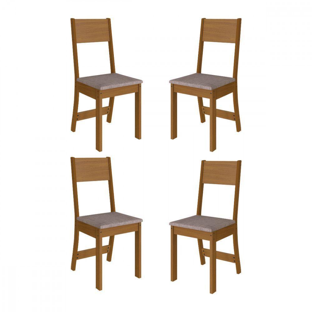 Conjunto 4 Cadeiras Alice Freijo Com Tecido Cinza Indekes Freijo/cinza - 1