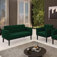 Namoradeira E Poltrona Base Madeira Fixa Pto Elisa Bouclê D03 - D?rossi Cor Verde - 9