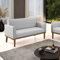 Sofá Namoradeira Base De Madeira Fixa Castanho Marisa Linho D03 - D?rossi Cor A05 Cinza - 2