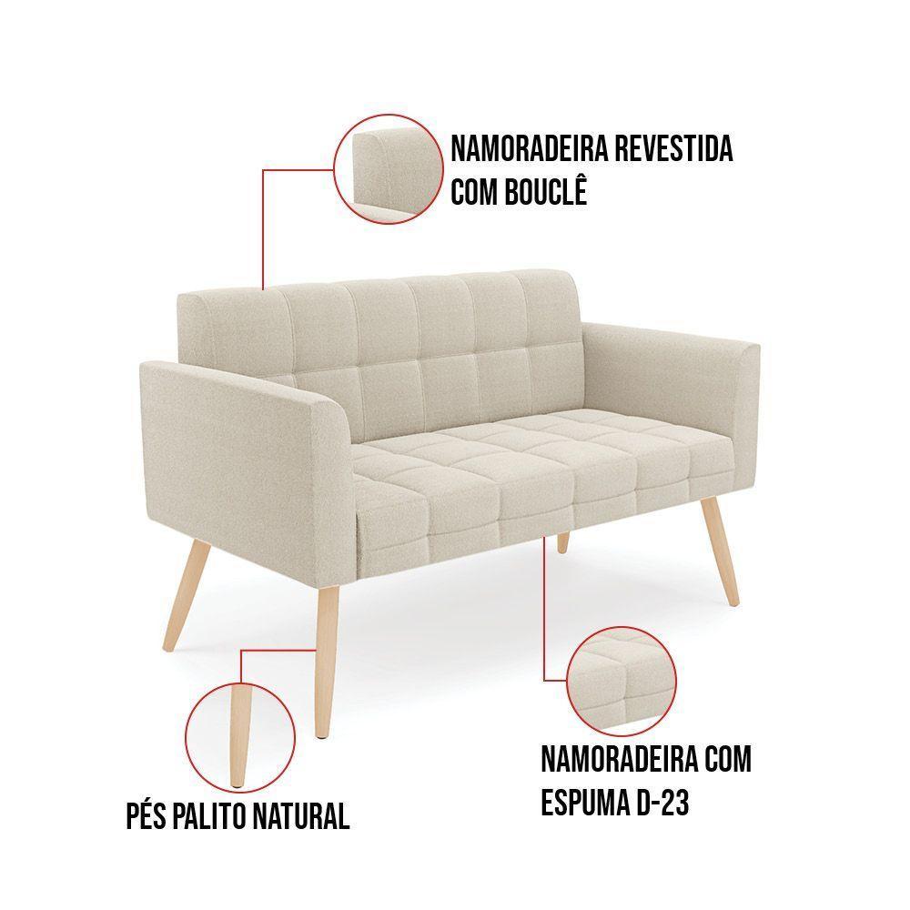Namoradeira E Poltrona Pé Palito Natural Elisa Bouclê D03 - D?rossi Cor Bege - 4