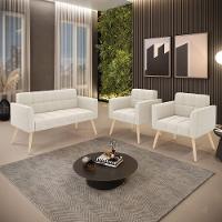 Namoradeira E 2 Poltronas Pé Palito Natural Elisa Bouclê D03 - D?rossi Cor Bege - 2