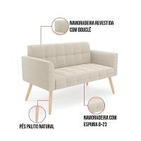 Namoradeira E 2 Poltronas Pé Palito Natural Elisa Bouclê D03 - D?rossi Cor Bege - 3