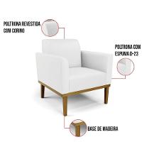 Sofá Namoradeira Com Poltrona Base De Madeira Fixa Castanho Marisa Corino Branco D03 - D?rossi - 8