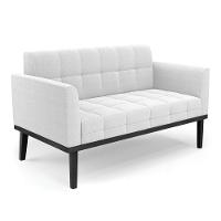 Namoradeira 2 Poltronas Base Madeira Fixa Pto Elisa Bouclê D03 - D?rossi Cor Off White - 3