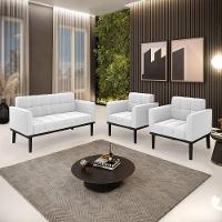 Namoradeira 2 Poltronas Base Madeira Fixa Pto Elisa Bouclê D03 - D?rossi Cor Off White