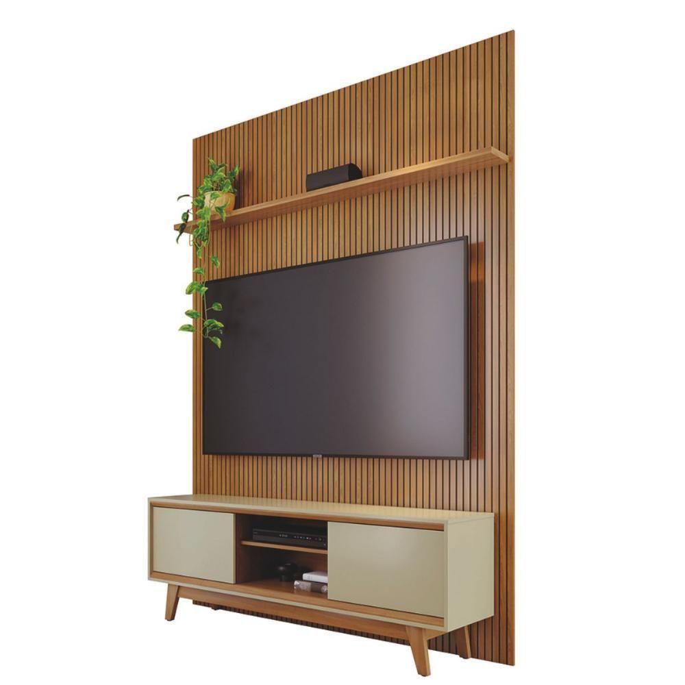 Kit Noah Painel Com Prateleira E Rack Com Painel Cumaru/opala - 2