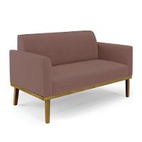 Sofá Namoradeira Com 2 Poltronas Base De Madeira Fixa Castanho Marisa Veludo D03 - D?rossi Cor Rose