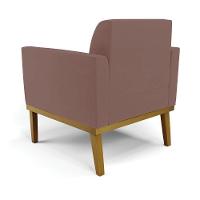 Sofá Namoradeira Com 2 Poltronas Base De Madeira Fixa Castanho Marisa Veludo D03 - D?rossi Cor Rose - 5