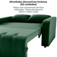 Sofa Cama 2 Lugares 138 Cm Amora Veludo Maserati Milani Store Verde - 5
