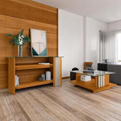 Conjunto Aparador e Mesa de Centro Domo Retangular MDP 150cm Cinamomo-Off White