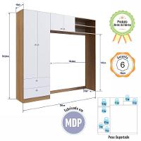 Guarda Roupas Infantil 04 Portas E 02 Gavetas Linha Aconchego La007 - Completa Móveis Nogal Manchester/branco - 5