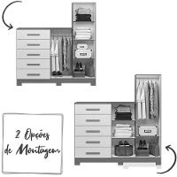 Comoda New Master Quarto Com 5 Gavetas 2 Portas E Espelho Cinamomo/Off White - 5