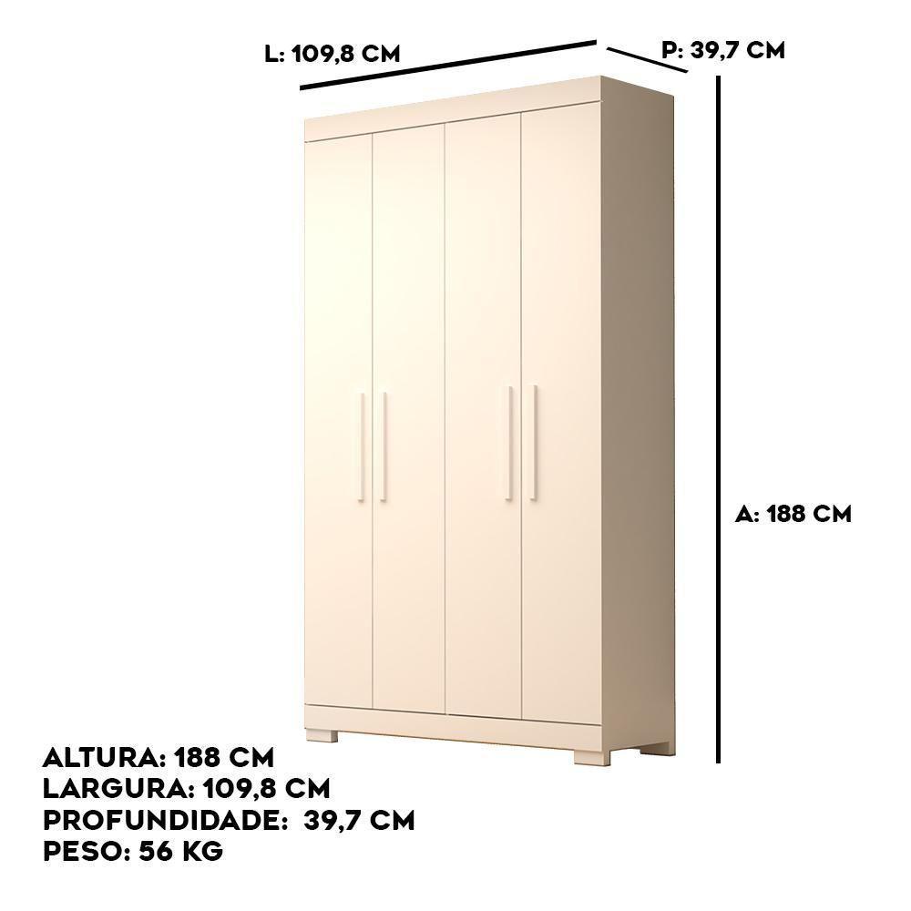 Guarda-roupa Infantil Canadá 4 Portas E 2 Gavetas 100% Mdf Linhamobília Branco - 6