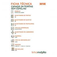 Guarda-roupa Infantil Canadá 4 Portas E 2 Gavetas 100% Mdf Linhamobília Branco - 7