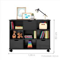 Nicho Organizador Com Rodízios Preto (1478.37) + Kit 3 Gavetas Pretas (1479.37) - 2