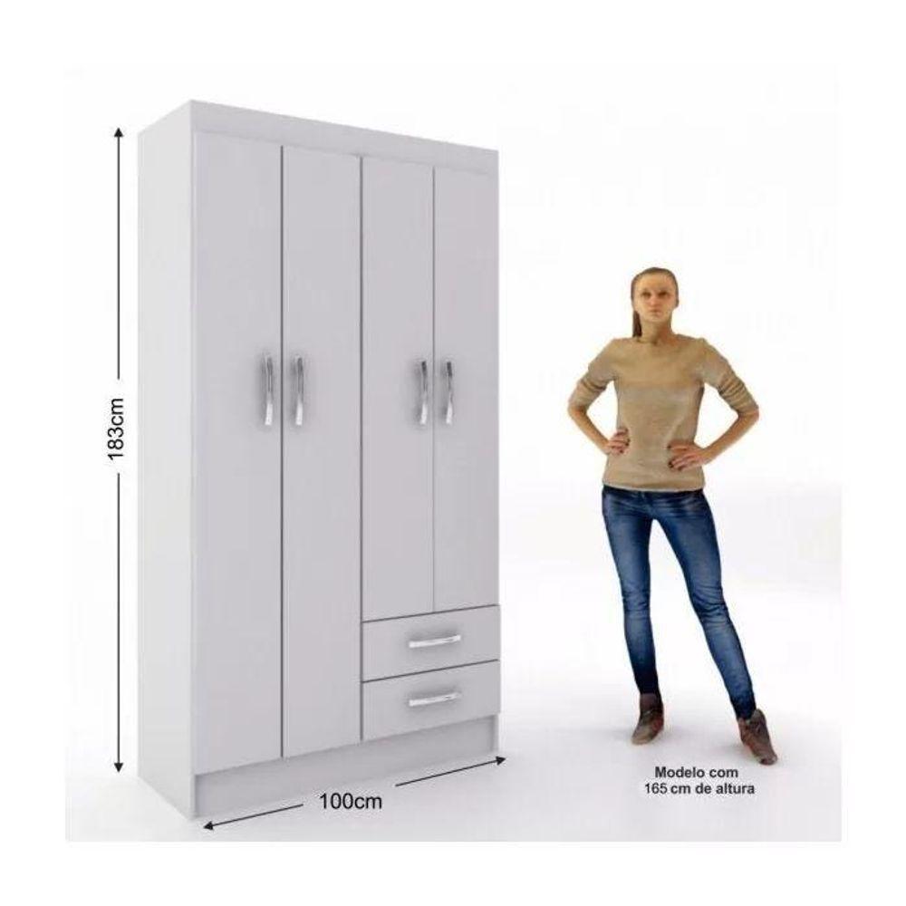 Guarda-roupa Infantil Atalaia 4 Portas 2 Gavetas Branco - 5