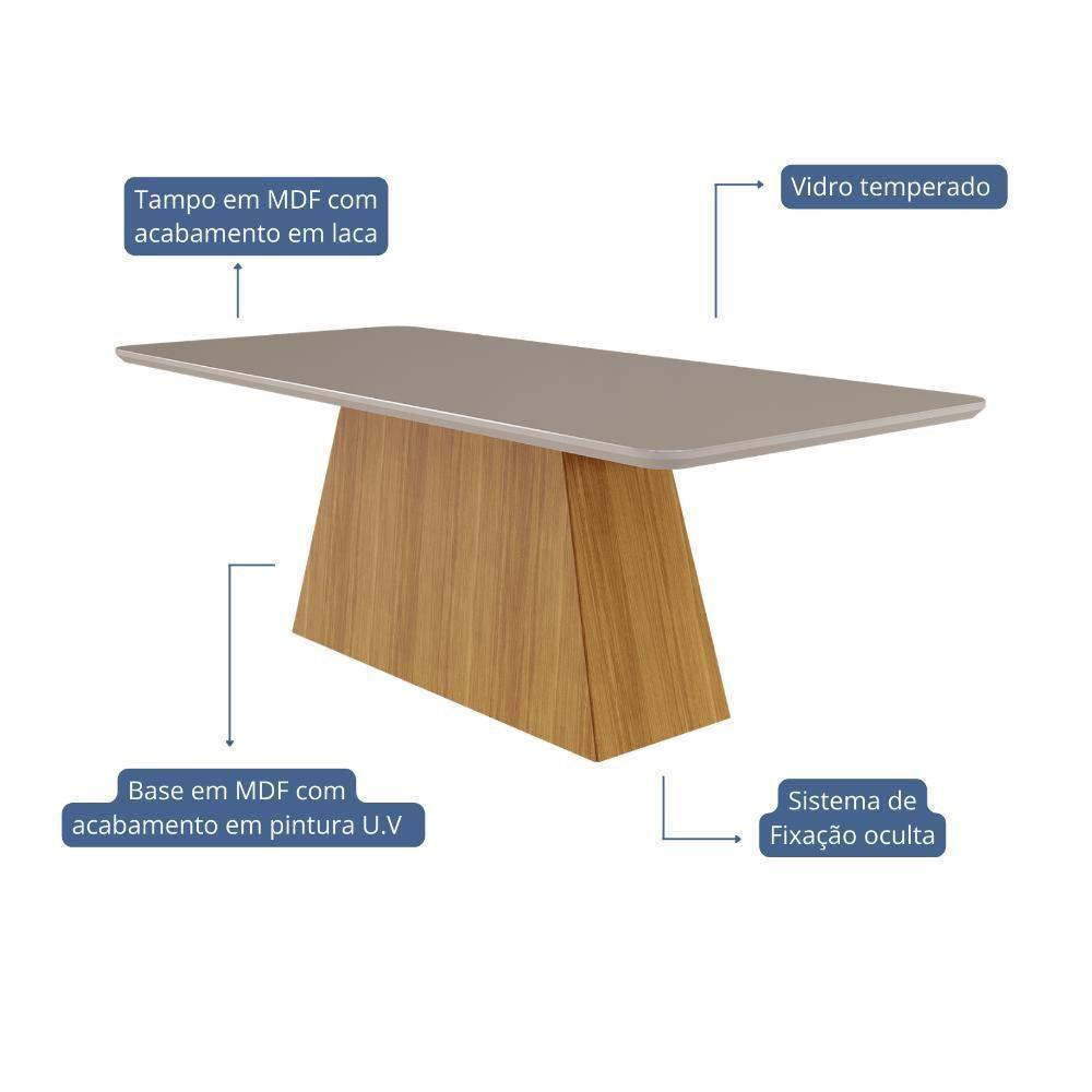 Sala De Jantar Helena 2,10 Com 8 Cadeiras Juliana Nature/off White/madeira/nude Cimol - 3