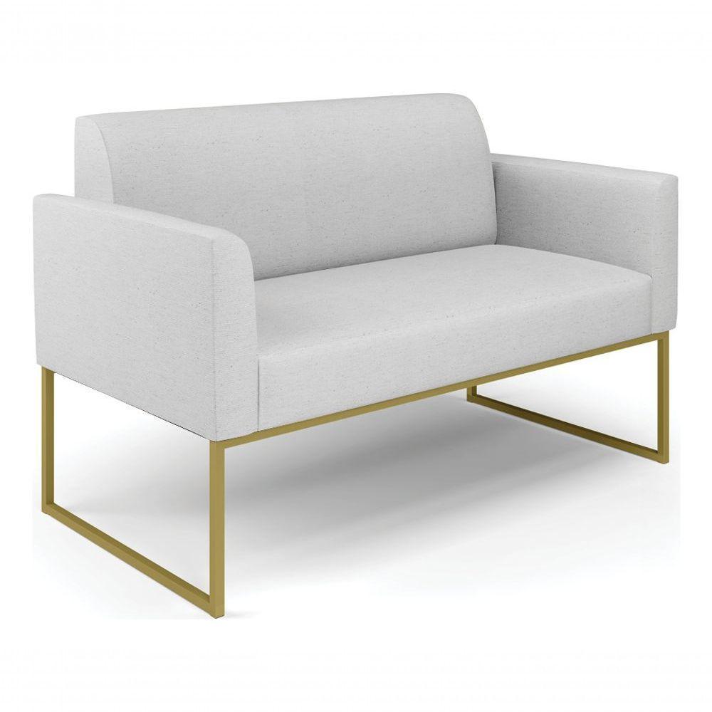 Sofá Namoradeira Base Industrial Dourado Marisa Linho D03 - D?rossi Cor A05 Cinza Claro - 4