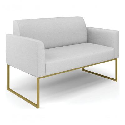 Sofá Namoradeira Base Industrial Dourado Marisa Linho D03 - D?rossi Cor A05 Cinza Claro