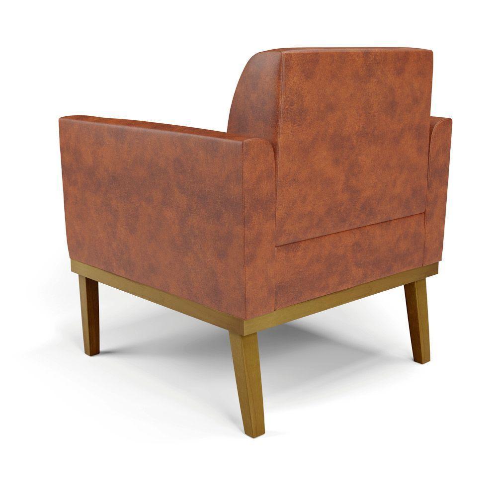 Sofá Namoradeira Com 2 Poltronas Base De Madeira Fixa Castanho Marisa Corano Nozes D03 - D?rossi - 2